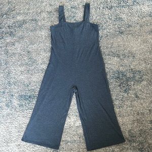 Wild Fable Ribbed Blue Cropped Wide Leg Jumpsuit Square Neck Retro XL